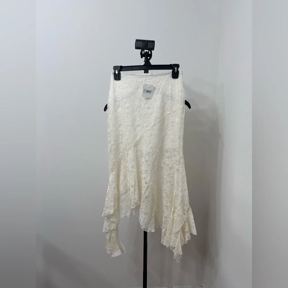 Altar'd State Cream Lace Asymmetrical Skirt - Picture 3 of 5